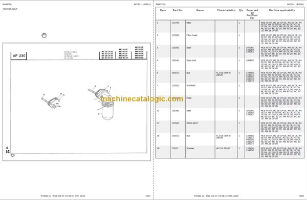 MANITOU MC 40 CP PARTS CATALOGUE