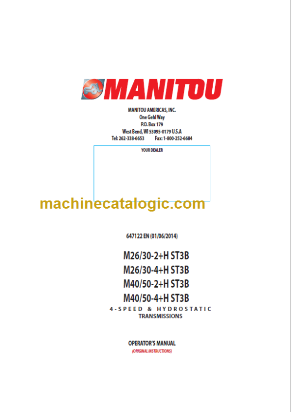 MANITOU M26 30-4+H ST3B OPERATOR’S MANUAL