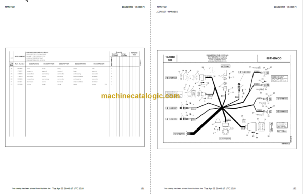 Manitou MHT-X 10225 L EVOLUTION E3 PARTS CATALOGUE