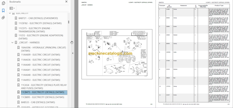 Manitou MLT 634 120 LSU SB E2 PARTS CATALOGUE