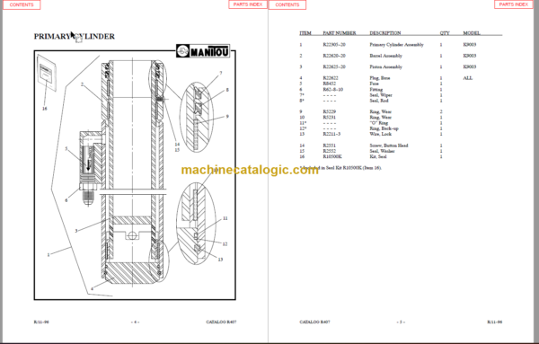 MANITOU 9000 Series Parts Manual