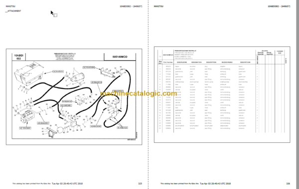 Manitou MHT-X 10225 L EVOLUTION E3 PARTS CATALOGUE