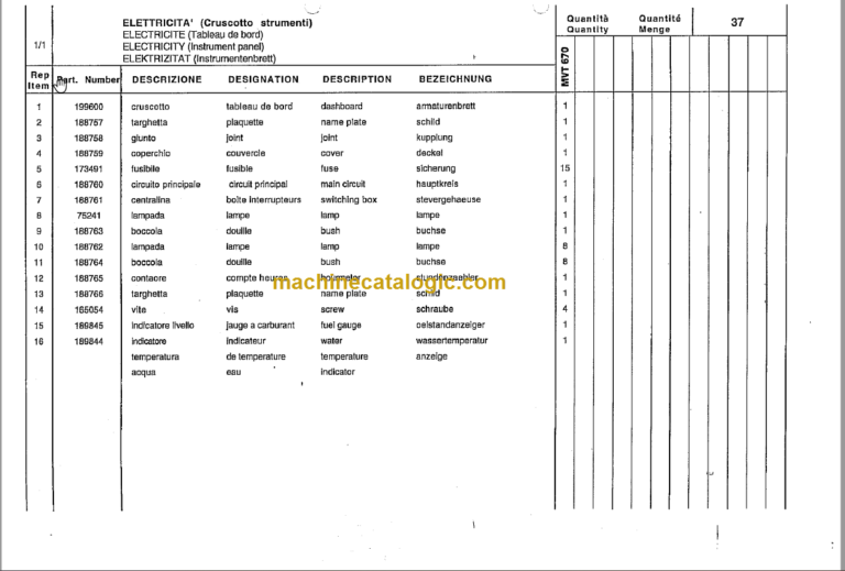 Manitou MVT 1330 L COMFORT LINE PARTS MANUAL