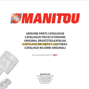 Manitou MLT 634 SB E2 PARTS CATALOGUE