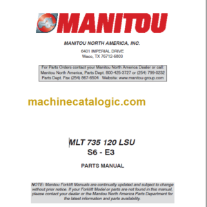 Manitou MLT 735-120 LSU S6-E3 PARTS MANUALS