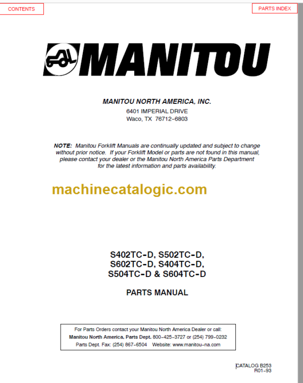 MANITOU S502TC-D PARTS MANUAL