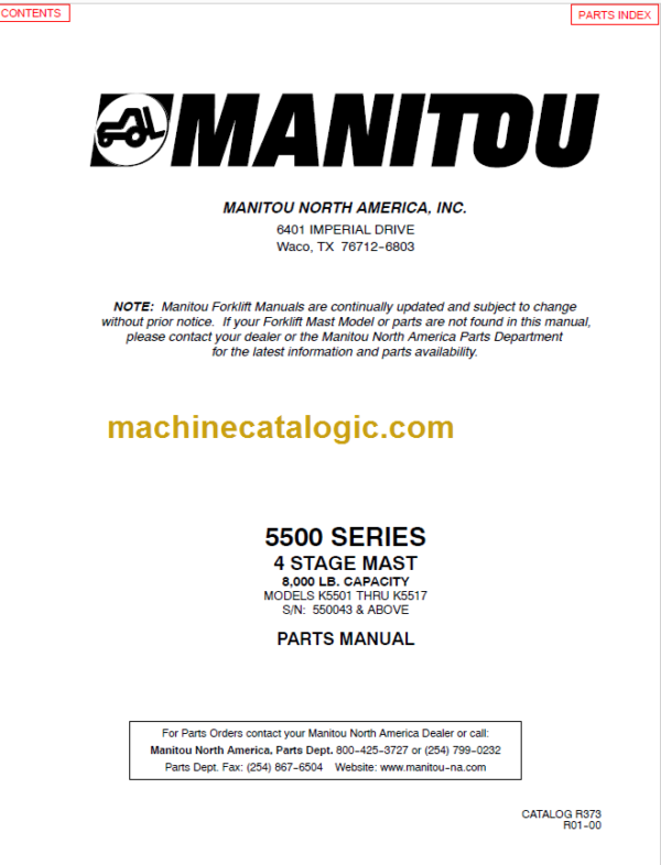 MANITOU 5500 Series Parts Manual