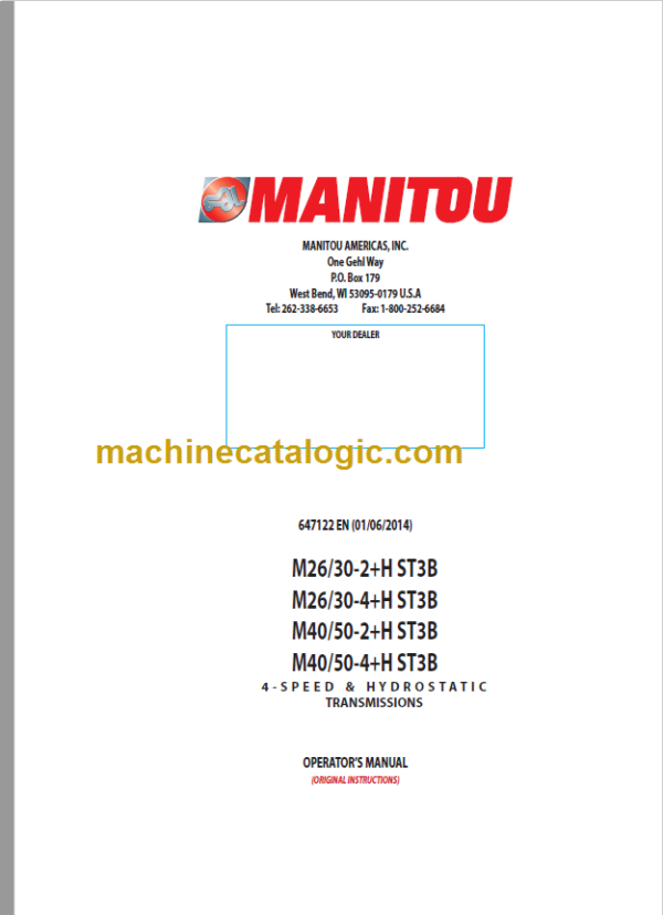 MANITOU M40 50-2+H ST3B OPERATOR’S MANUAL