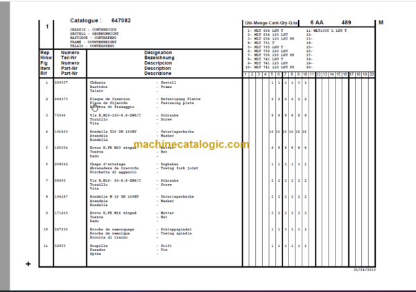 Manitou MLT 735-120 LSU S6-E3 PARTS MANUALS