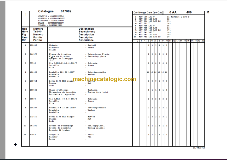Manitou MLT 735-120 LSU S6-E3 PARTS MANUALS