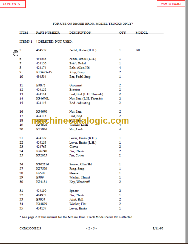 MANITOU S502TC-D PARTS MANUAL