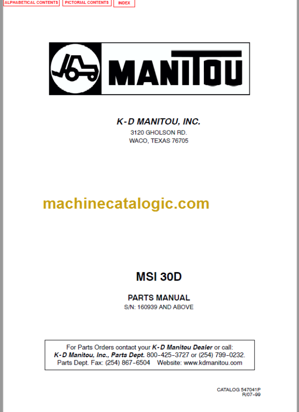 MANITOU MSI 30D PARTS MANUAL