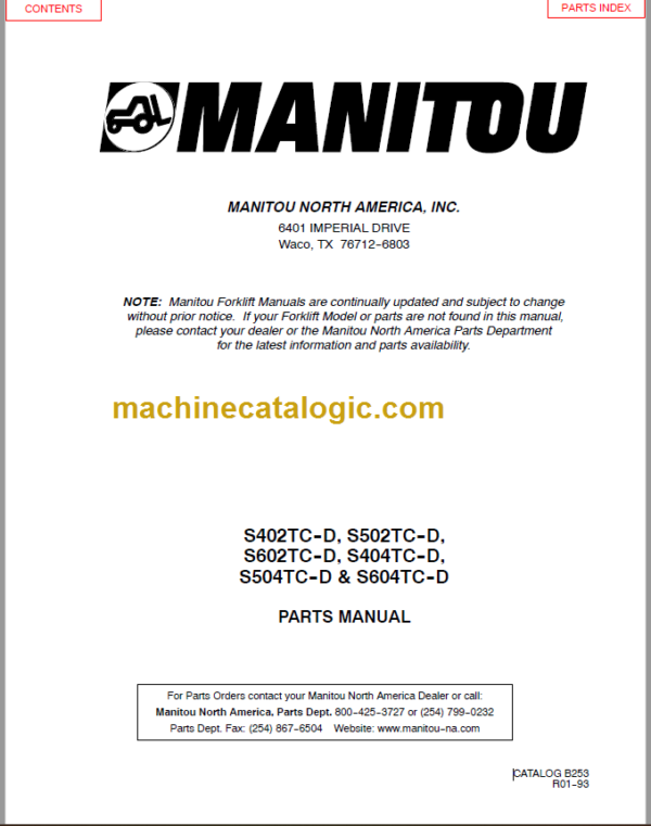 MANITOU S504TC-D PARTS MANUAL