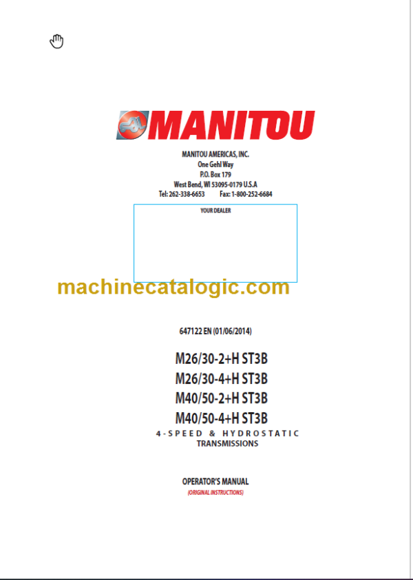 MANITOU M40 50-4+H ST3B OPERATOR’S MANUAL