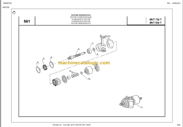 Manitou MVT 665T COMFORT LINE PARTS MANUAL