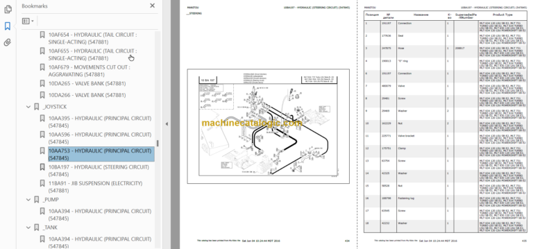 Manitou MLT 634 TURBO LSU SB E2 PARTS CATALOGUE