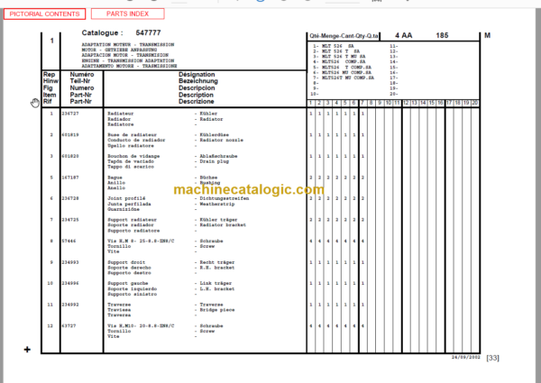 Manitou MLT 526 Turbo COMPACT SERIES A PARTS MANUAL