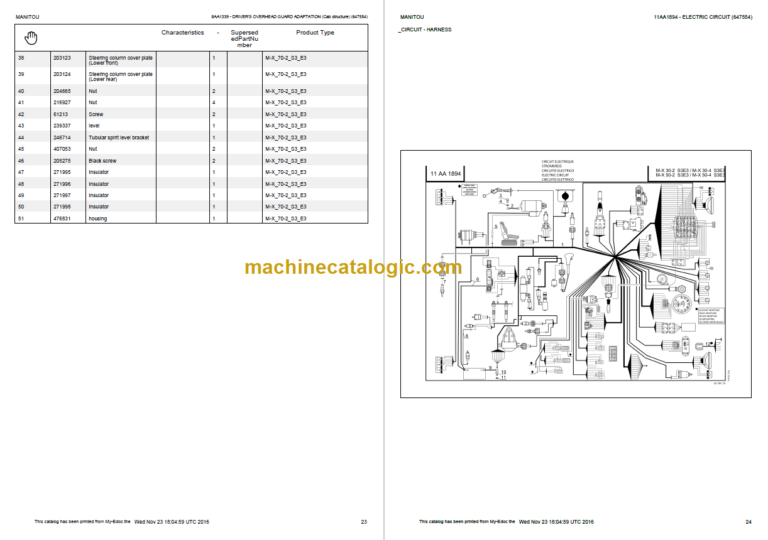 MANITOU M-X 30-2 S3E3 PARTS CATALOGUE