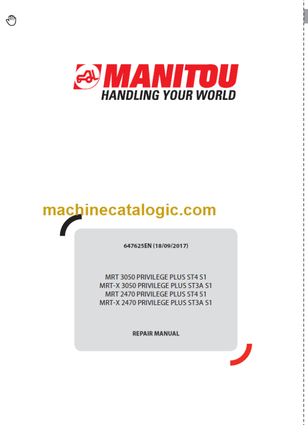 Manitou MRT-X 2470 PRIVILEGE PLUS REPAIR MANUAL