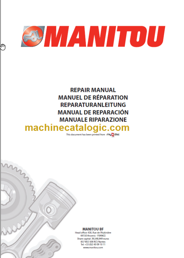 Manitou MLT 845 SERIES 5-E3 Repair Manual