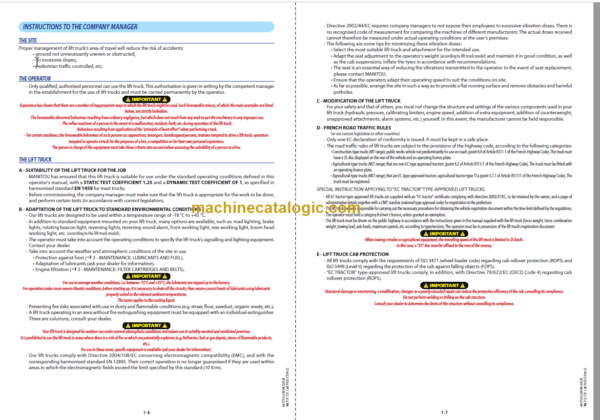 Manitou MLT-X 737 Operator's Manual