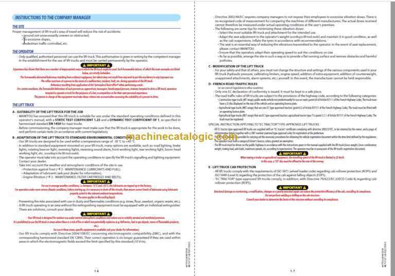 Manitou MLT-X 737 Operator's Manual