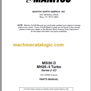 MANITOU MSI30 D S2-E3 PARTS MANUAL