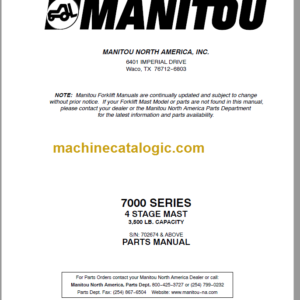 MANITOU 7000 Series Rev04-02 Parts Manual