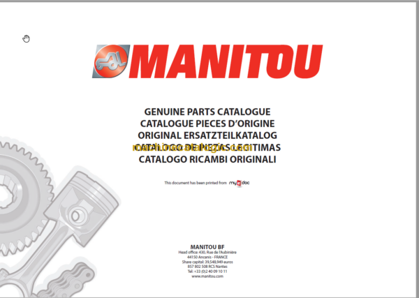 Manitou MLT 845-120 S4 E3 PARTS CATALOGUE