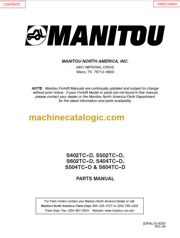 MANITOU S602TC-D PARTS MANUAL