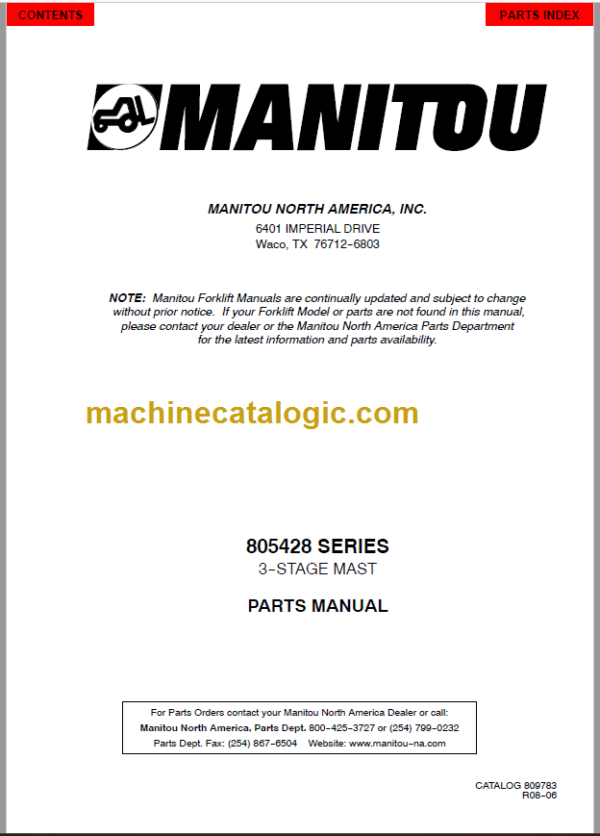 MANITOU 805428 Series Parts Manual