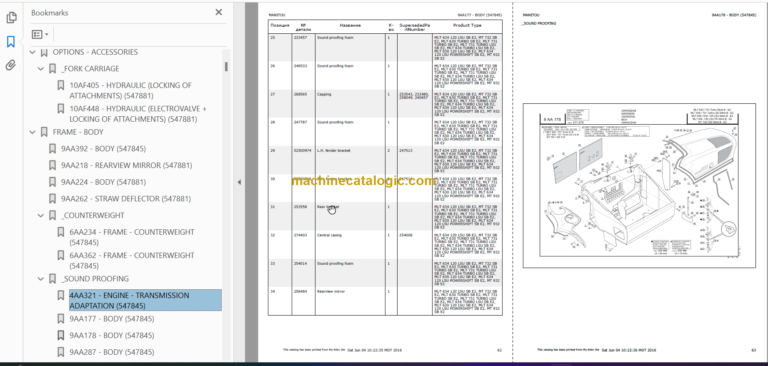 Manitou MLT 634 TURBO SB E2 PARTS CATALOGUE