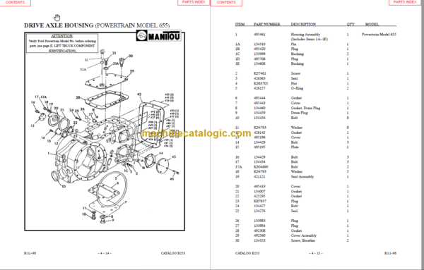 MANITOU S602TC-D PARTS MANUAL