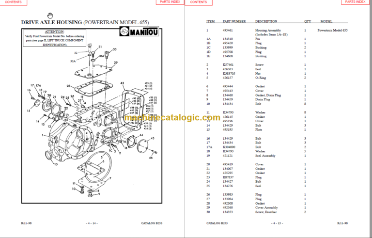 MANITOU S602TC-D PARTS MANUAL
