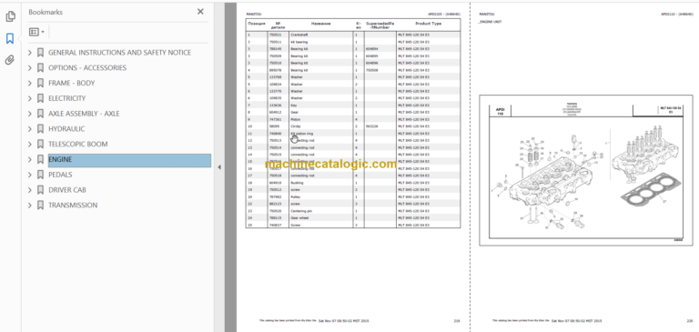 Manitou MLT 845-120 S4 E3 PARTS CATALOGUE
