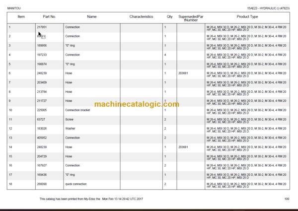 MANITOU M26-2 PARTS CATALOGUE