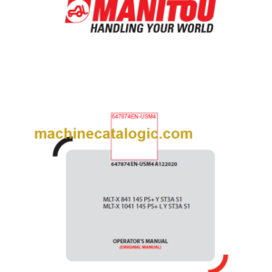 Manitou MLT-X 841 145 PS+ Y ST3A S1 Operator's Manual