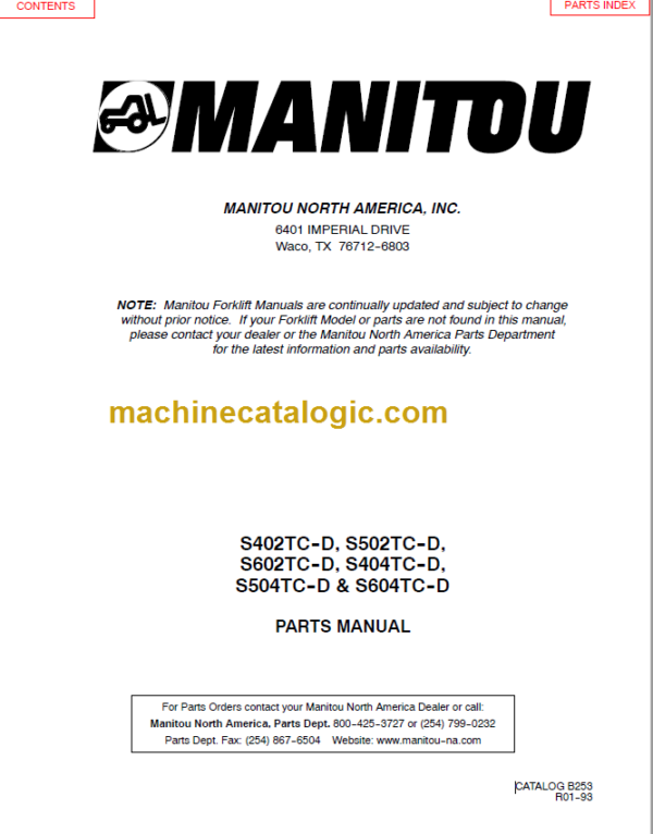 MANITOU S604TC-D PARTS MANUAL