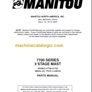 MANITOU 7700 Series Parts Manual