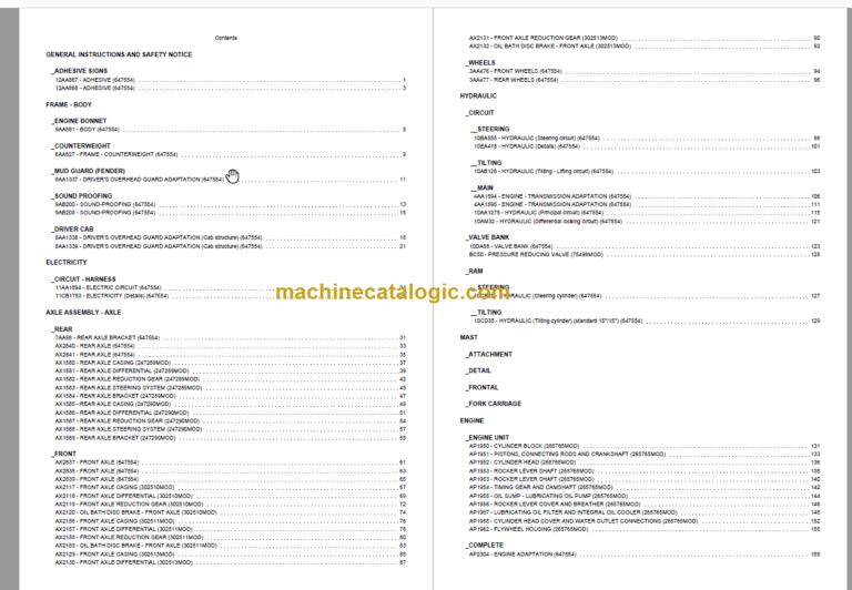 MANITOU M-X 50-2 S3E3 PARTS CATALOGUE