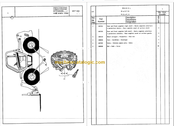 Manitou MVT 935 PARTS CATALOGUE