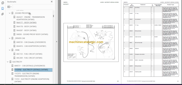 Manitou MLT 731 SB E2 PARTS CATALOGUE