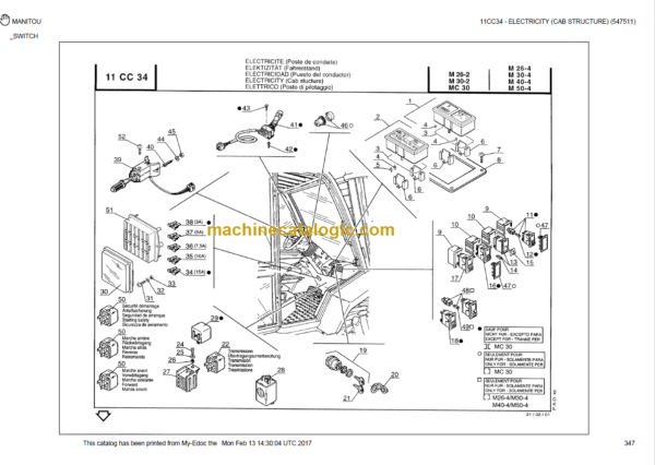 MANITOU M26-4 PARTS CATALOGUE