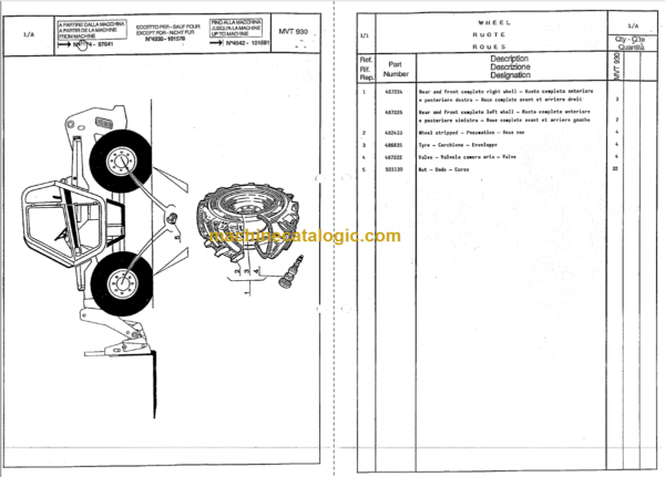 Manitou MVT 935 PARTS CATALOGUE