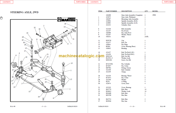 MANITOU S604TC-D PARTS MANUAL