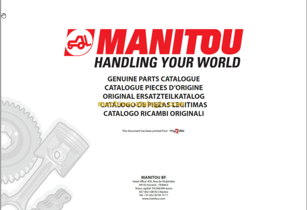 Manitou MVT 665 T E2 COMFORT LINE PARTS MANUAL