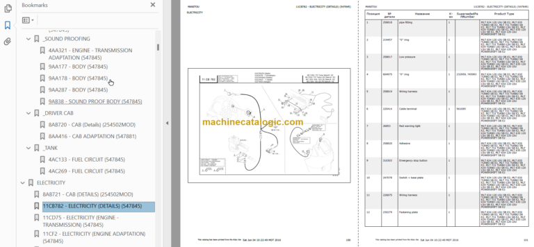 Manitou MLT 731 TURBO LSU SB E2 PARTS CATALOGUE