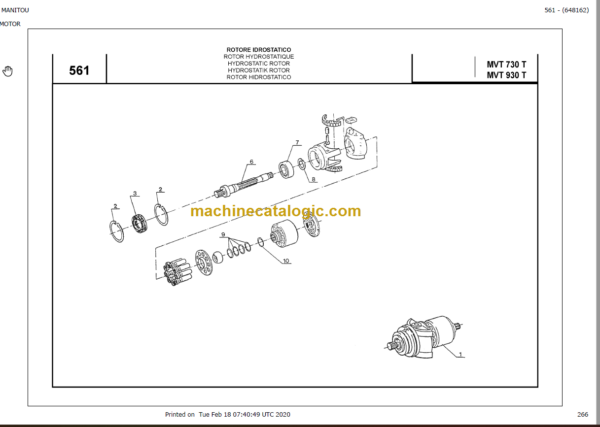 Manitou MVT 665 T E2 COMFORT LINE PARTS MANUAL