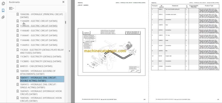 Manitou MLT 731 TURBO LSU SB E2 PARTS CATALOGUE
