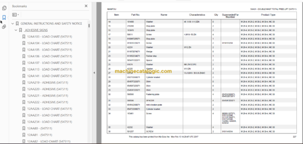 MANITOU M30-2 PARTS CATALOGUE